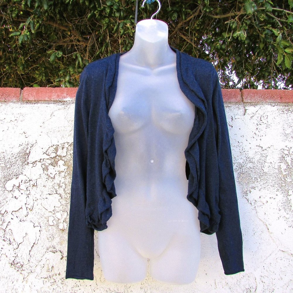 Sweater Project navy open front cardigan L